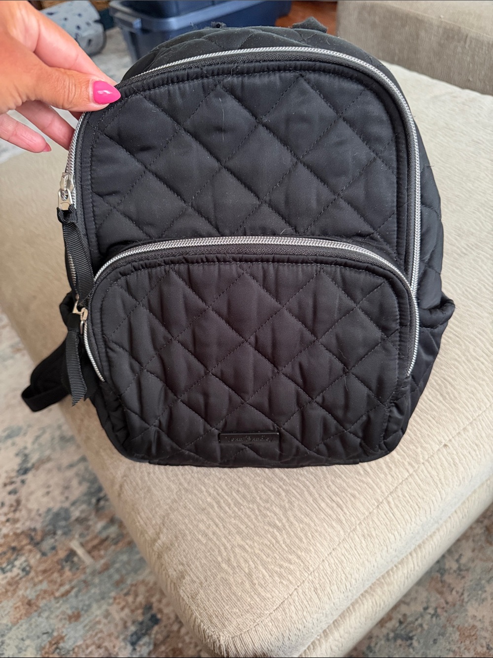 Vera Bradley Quilted Black Women's Mini Backpack - Stylish Everyday Bag